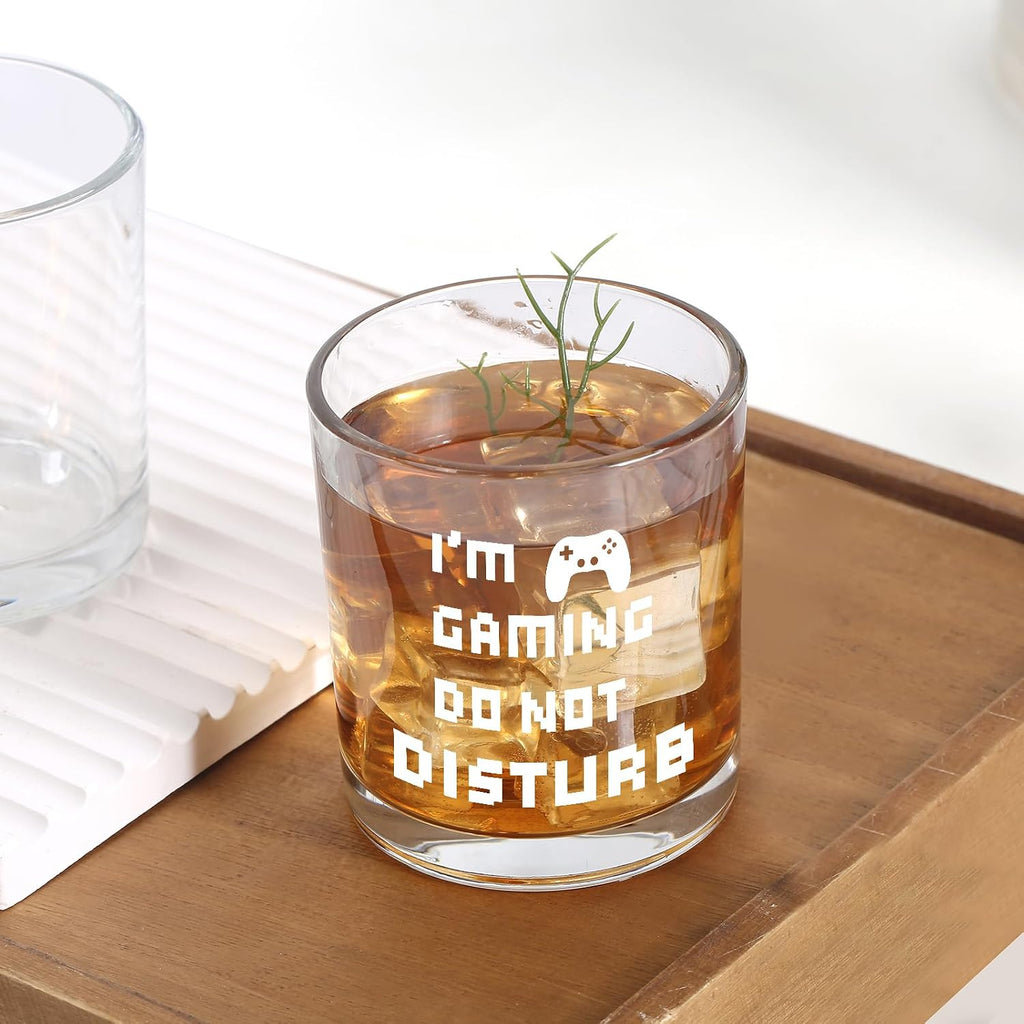 Whiskey Glass 10Oz - "I'M Gaming, Do Not Disturb" - Ideal Gift for Gamer Brothers and Boyfriends for Birthdays and Christmas