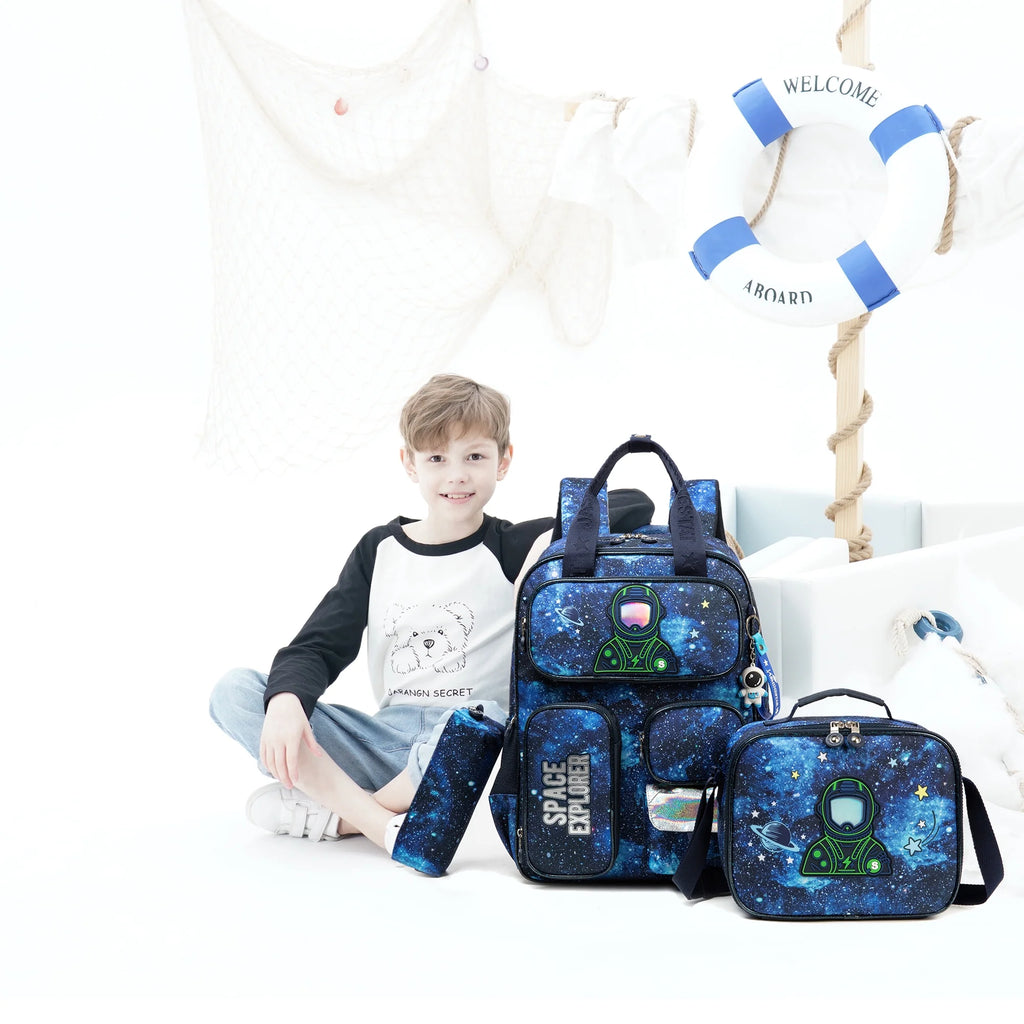 Kids Backpack for School Boys Backpacks with Kids Lunch Box Bookbag with Pencil Case for Elementary School Student
