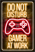 12x8 Inch Neon Aluminum Gaming Sign for Boys' Teen Rooms | Retro Merchandise, Video Game Novelties, Arcade Collectibles, Male Artwork, Hobby Accessories