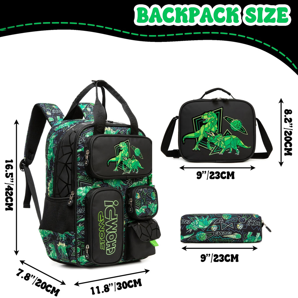 Kids Boys Backpack for School Backpacks with Lunch Box Cool Bookbag for Elementary School Student Ages 6-12