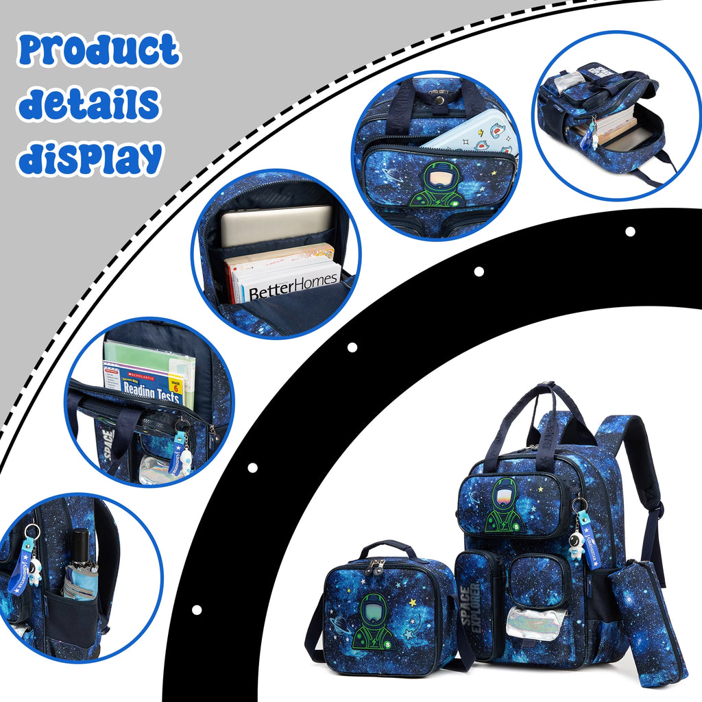 Kids Backpack for School Boys Backpacks with Kids Lunch Box Bookbag with Pencil Case for Elementary School Student