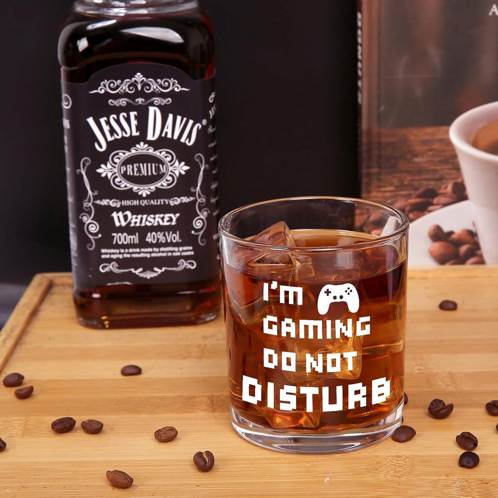 Whiskey Glass 10Oz - "I'M Gaming, Do Not Disturb" - Ideal Gift for Gamer Brothers and Boyfriends for Birthdays and Christmas