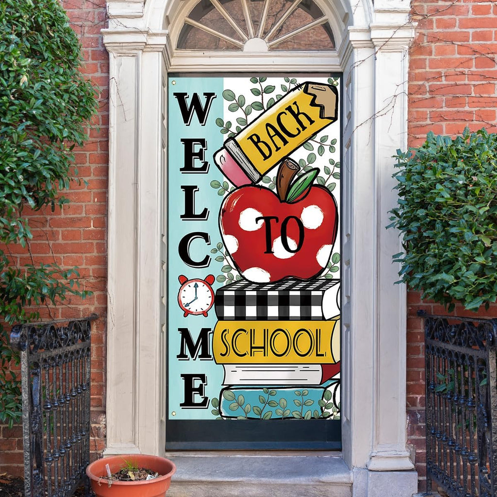 Back to School Decorations First Day of School Door Cover Welcome Back to School Banner Welcome Back to School Decorations for School Classroom
