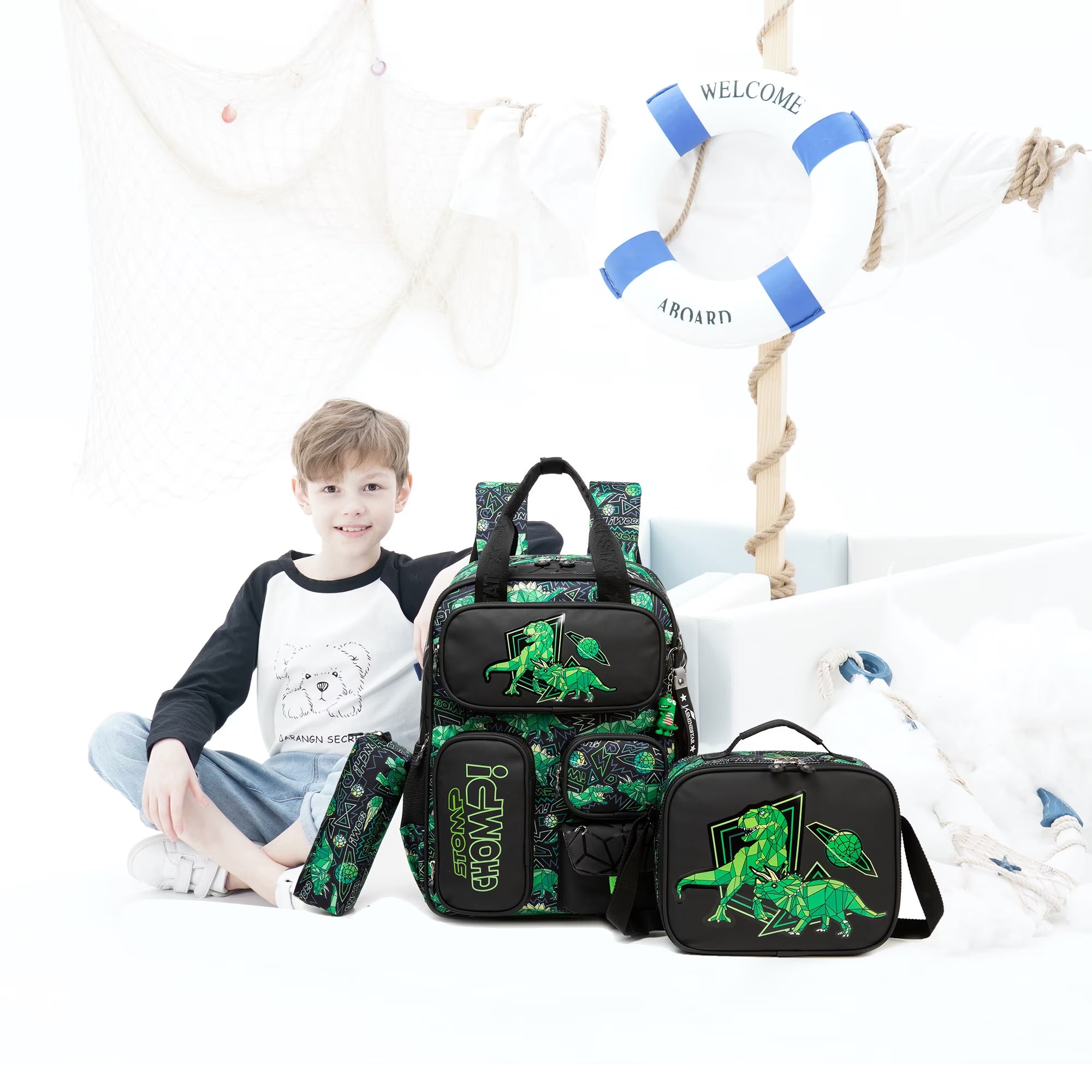 Kids Boys Backpack for School Backpacks with Lunch Box Cool Bookbag for Elementary School Student Ages 6-12