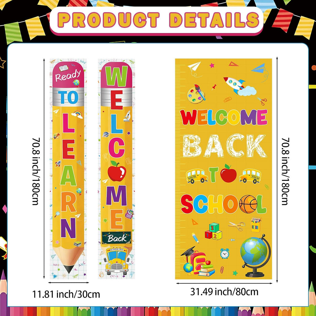 Welcome Back to School Decorations: 3Pcs Welcome Back to School Banner for Back to School Door Decorations