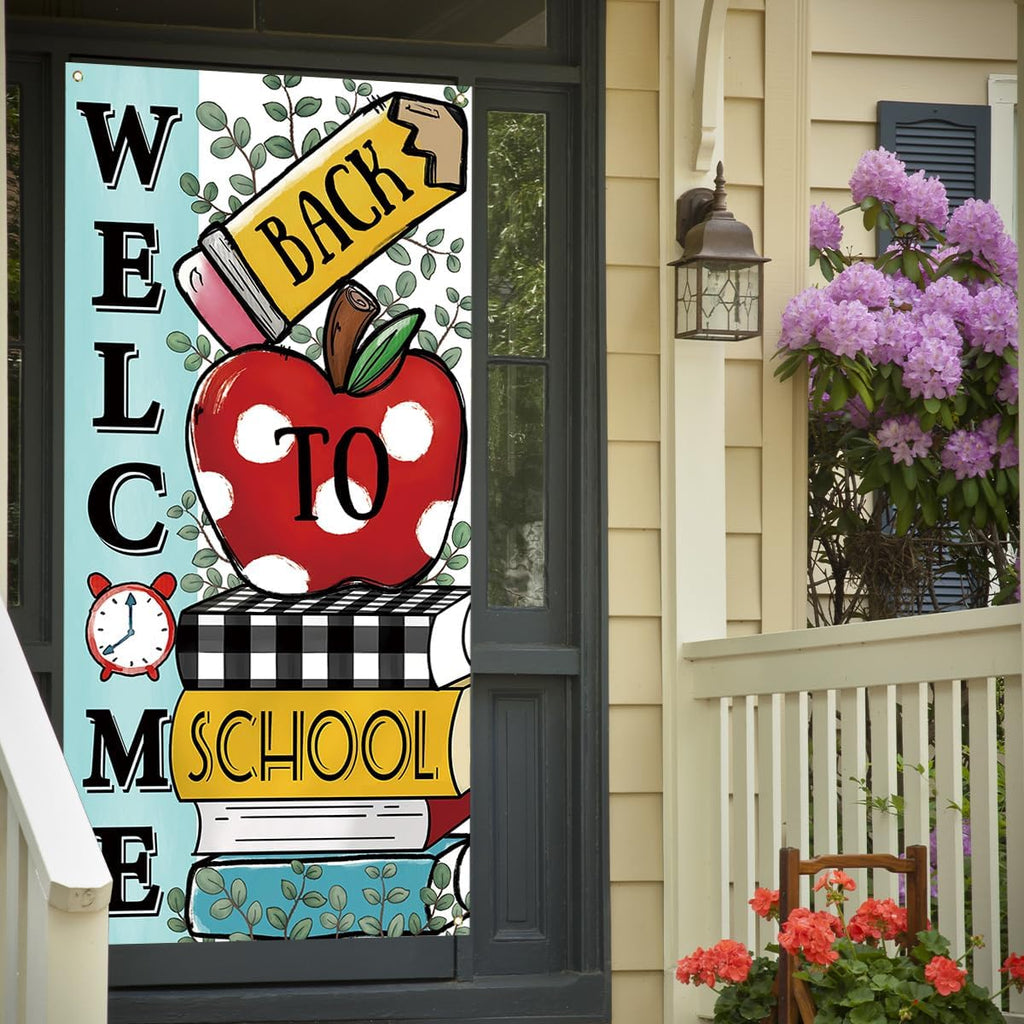Back to School Decorations First Day of School Door Cover Welcome Back to School Banner Welcome Back to School Decorations for School Classroom