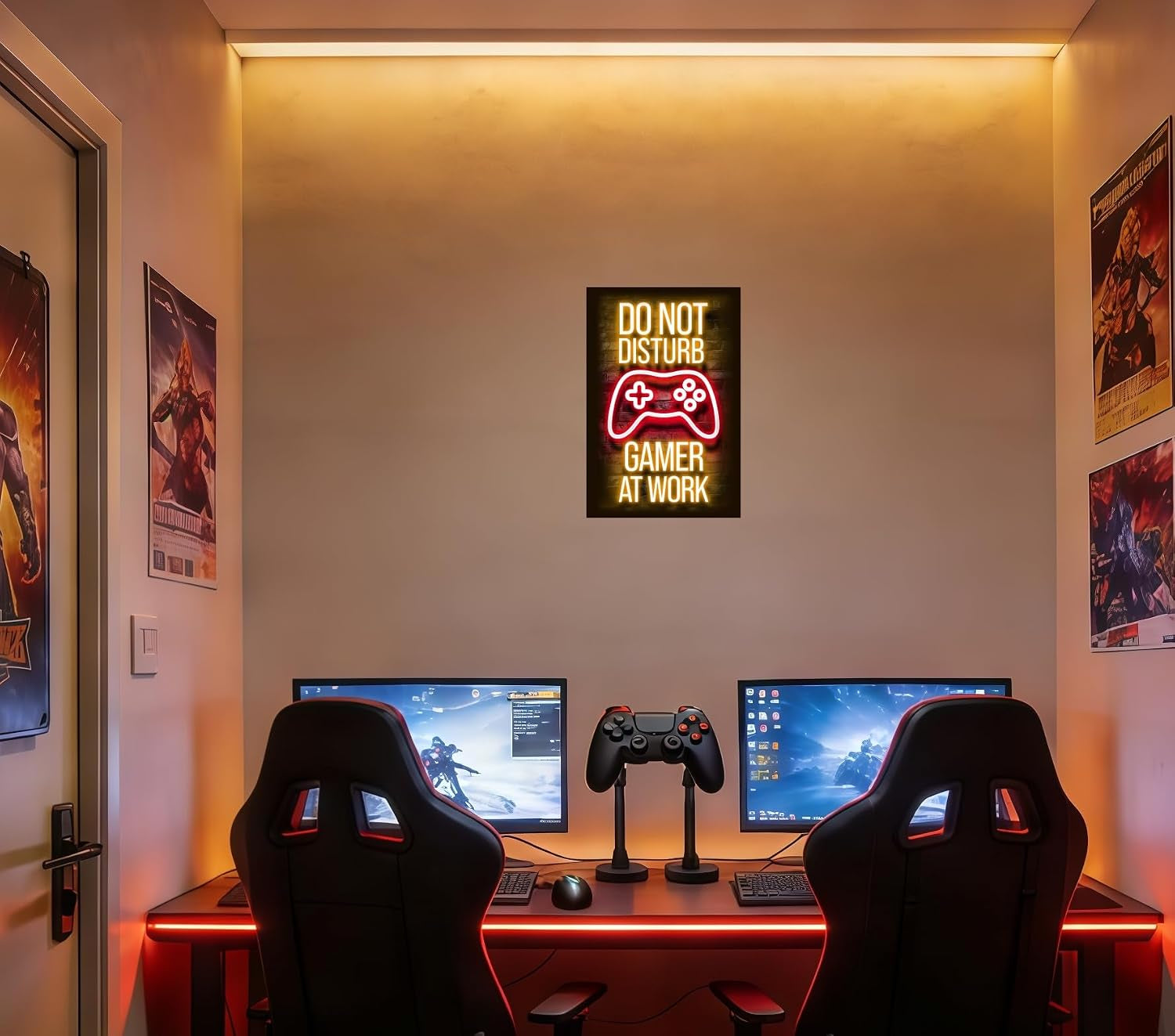 12x8 Inch Neon Aluminum Gaming Sign for Boys' Teen Rooms | Retro Merchandise, Video Game Novelties, Arcade Collectibles, Male Artwork, Hobby Accessories