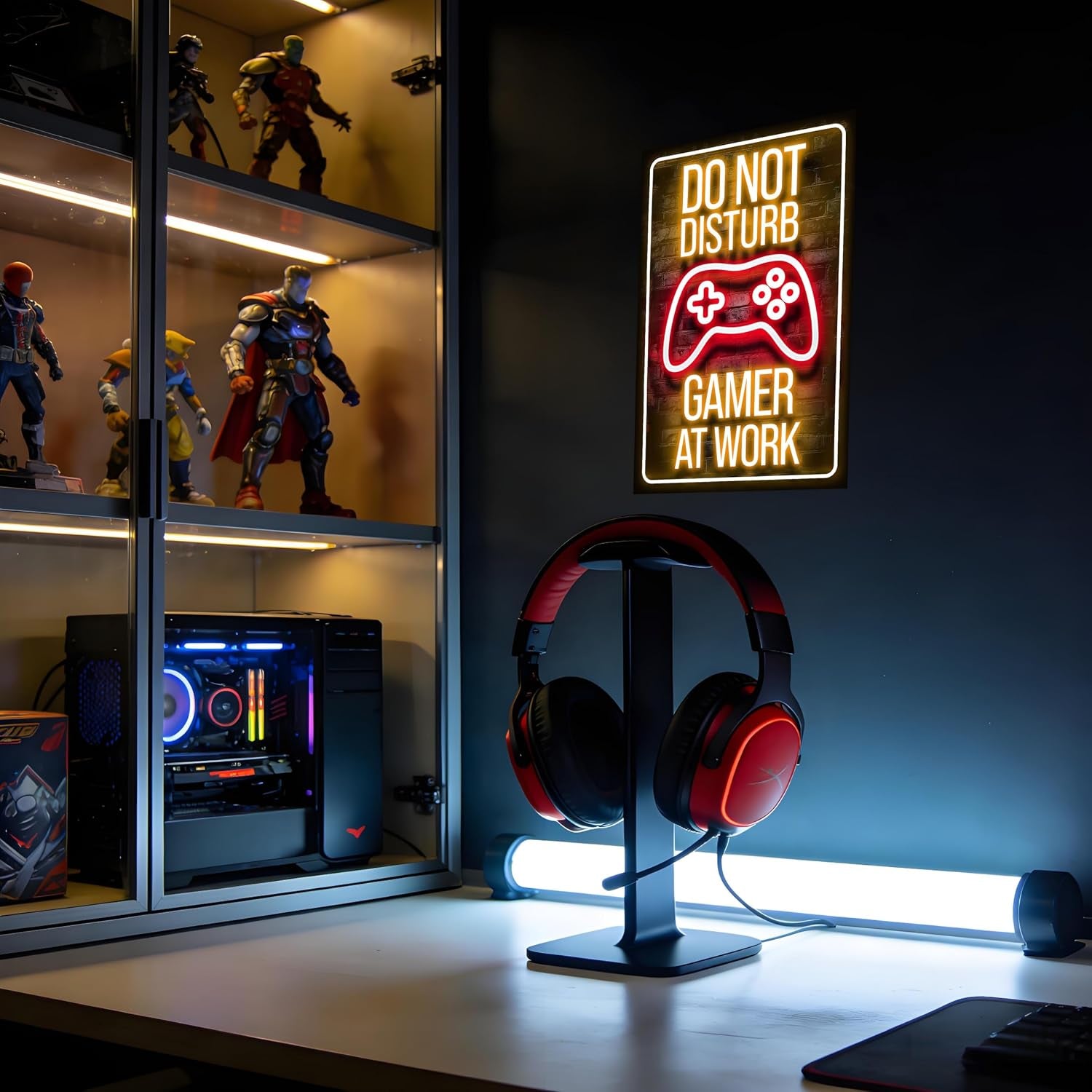 12x8 Inch Neon Aluminum Gaming Sign for Boys' Teen Rooms | Retro Merchandise, Video Game Novelties, Arcade Collectibles, Male Artwork, Hobby Accessories