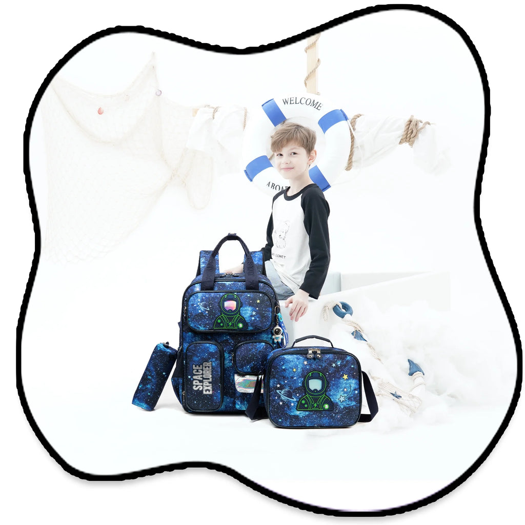 Kids Backpack for School Boys Backpacks with Kids Lunch Box Bookbag with Pencil Case for Elementary School Student