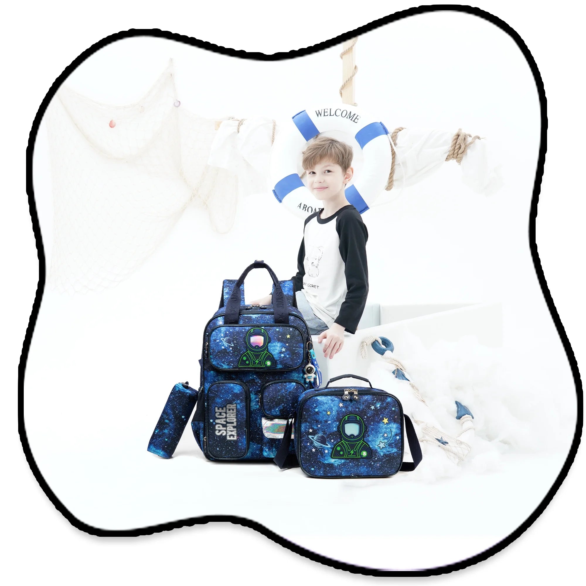 Kids Backpack for School Boys Backpacks with Kids Lunch Box Bookbag with Pencil Case for Elementary School Student
