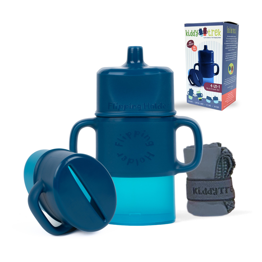 🧃 KiddyTrek 4‑in‑1 Sip & Snack Set – Food Pouch Holder, Juice Box Holder, Snack Cup & Sip Cup