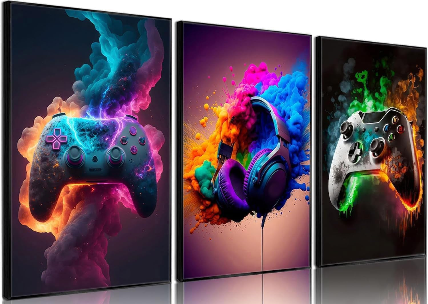 Gaming Room Decor - Set of 3 Unframed 12x16 Inch Canvas Posters, Video Game Theme for Teen Boys' Rooms