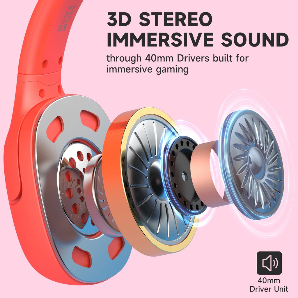 Professional Gaming Headset with Noise-Canceling Microphone for PS5, Switch, and PC - Wired Red and Blue Headphones