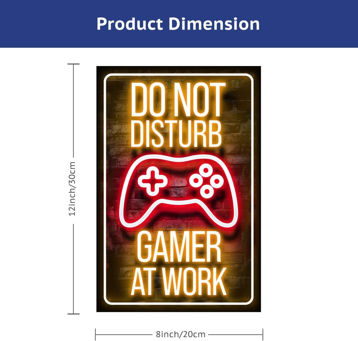 12x8 Inch Neon Aluminum Gaming Sign for Boys' Teen Rooms | Retro Merchandise, Video Game Novelties, Arcade Collectibles, Male Artwork, Hobby Accessories