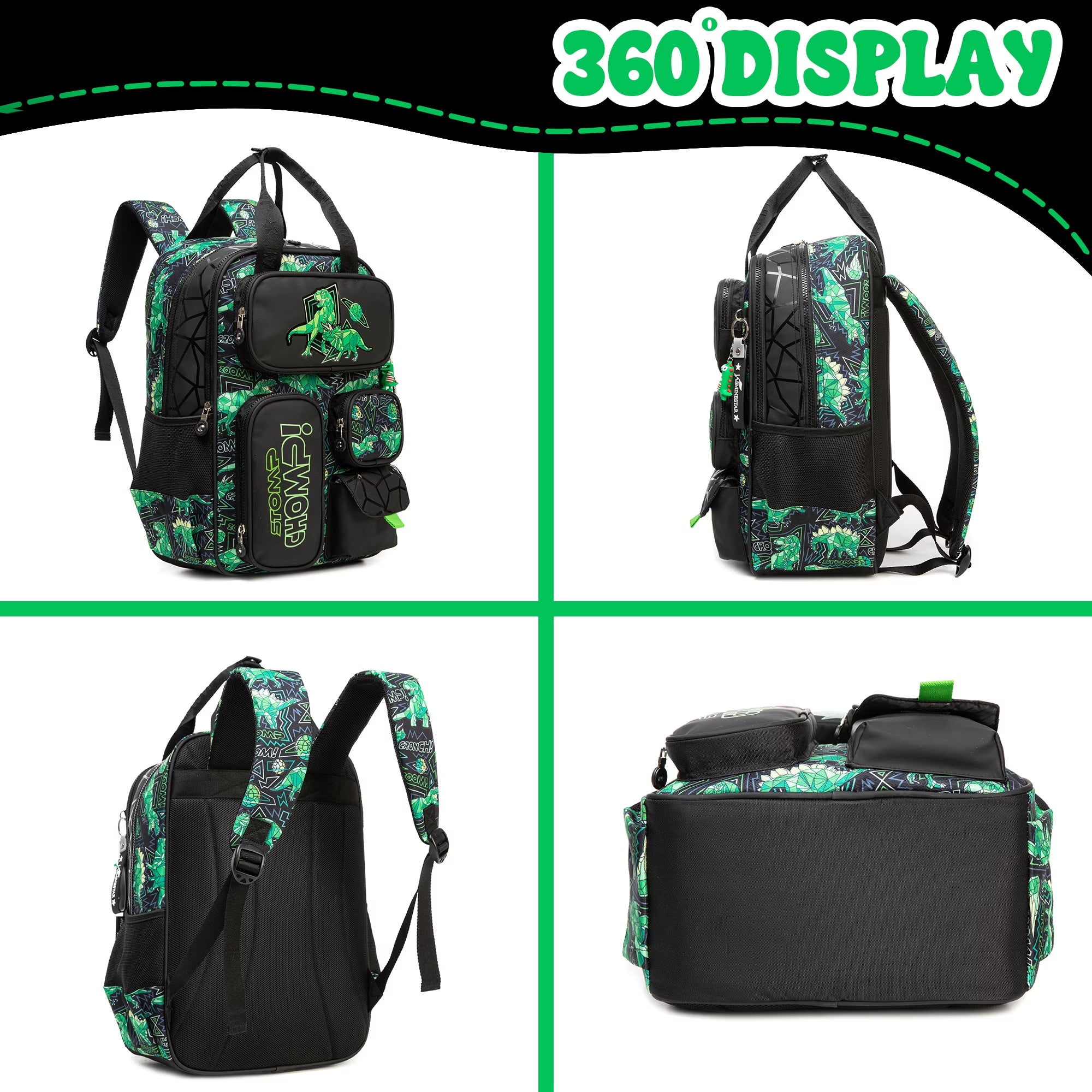 Kids Boys Backpack for School Backpacks with Lunch Box Cool Bookbag for Elementary School Student Ages 6-12