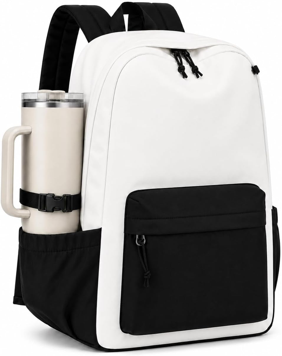 Backpack for Girls School Backpacks Bookbags for Elementary Middle School Women Laptop Backpacks (Black White-, L-17)