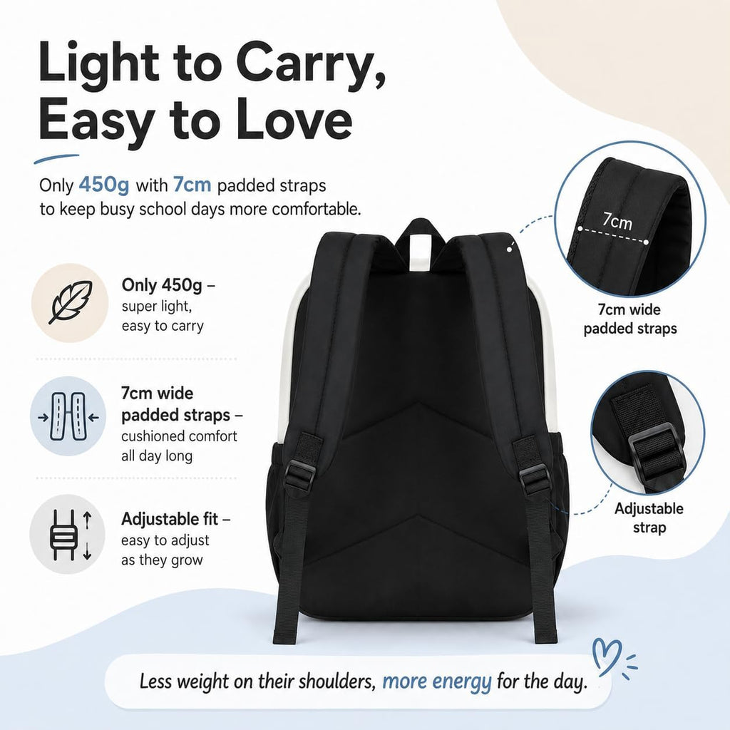 Backpack for Girls School Backpacks Bookbags for Elementary Middle School Women Laptop Backpacks (Black White-, L-17)